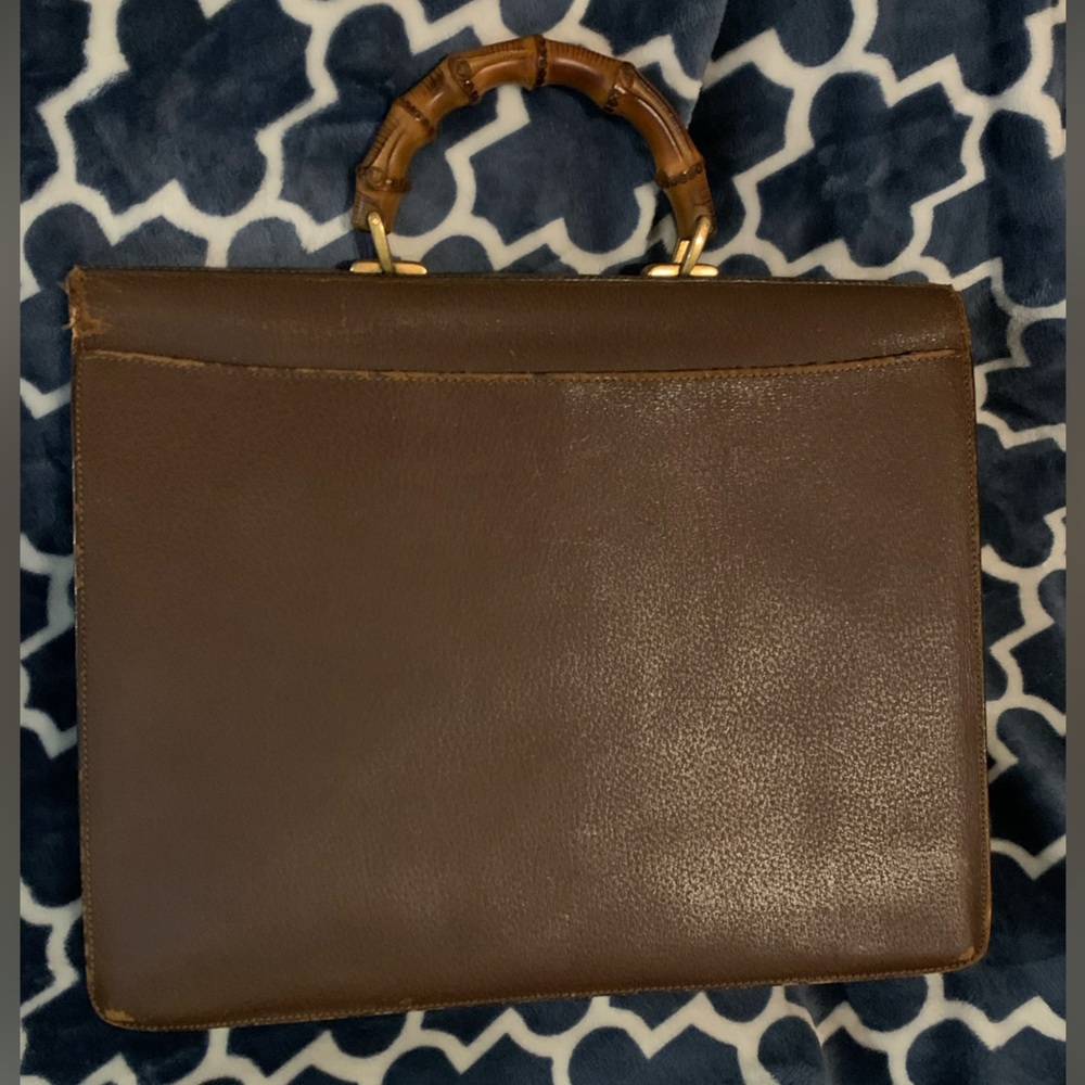 Gucci Bamboo Brown Leather Briefcase Top Handle Bag - Picture 2 of 10